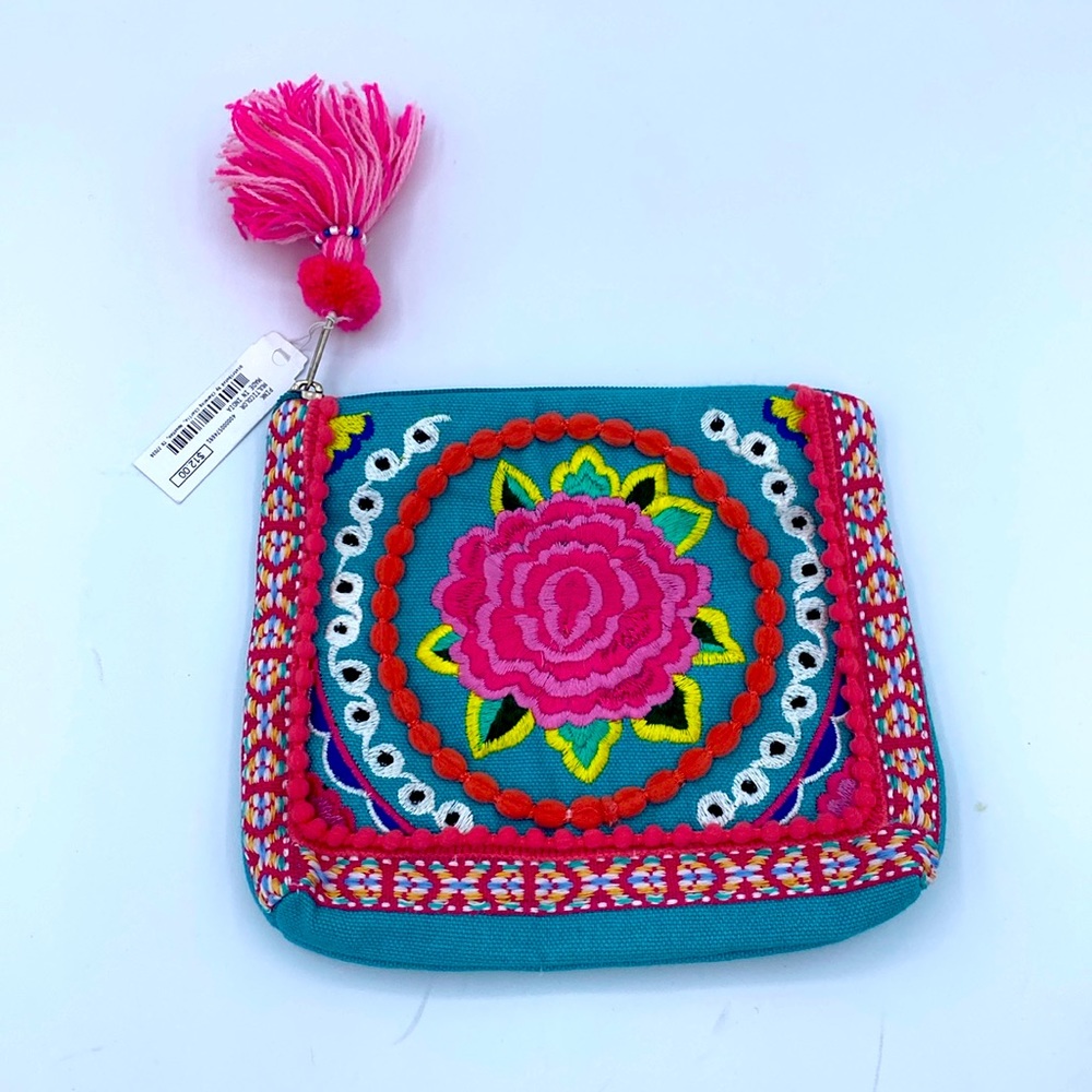 Embroidered Cotton Clutch Purse Coin Bag